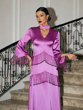 Thandie Glitter Fringe Satin Dress